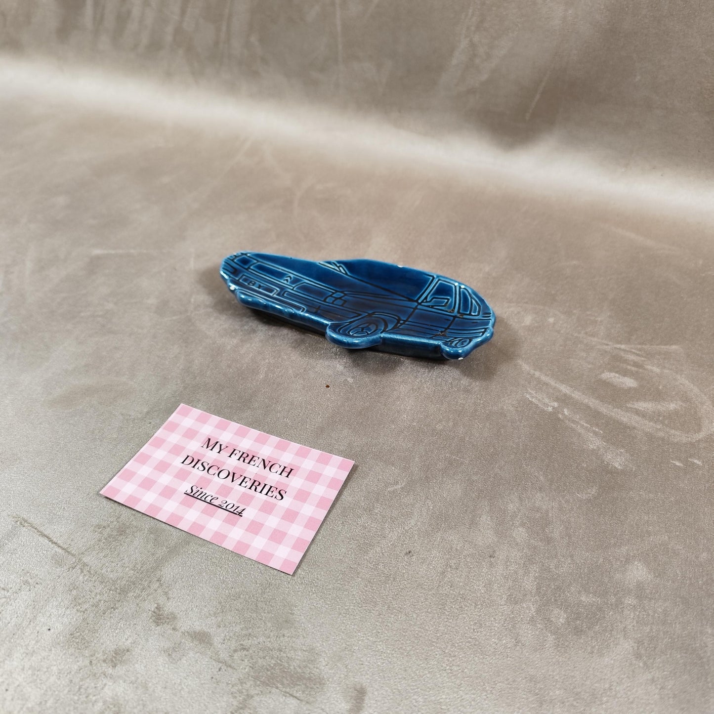 Cendrier Citroën BX en céramique bleue Publicitaire concessionnaire Vintage