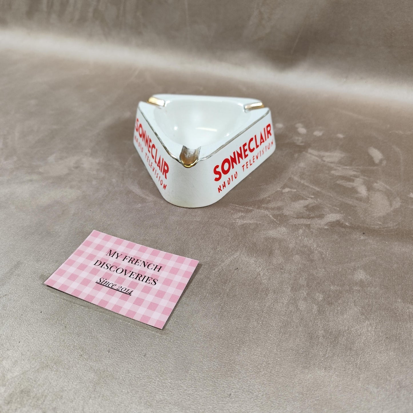 Cendrier publicitaire Sonneclair Radio Télévision en céramique Vintage