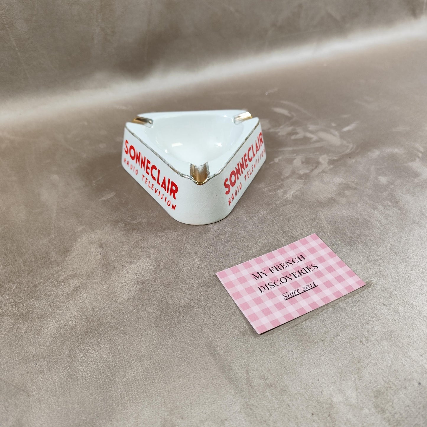 Cendrier publicitaire Sonneclair Radio Télévision en céramique Vintage