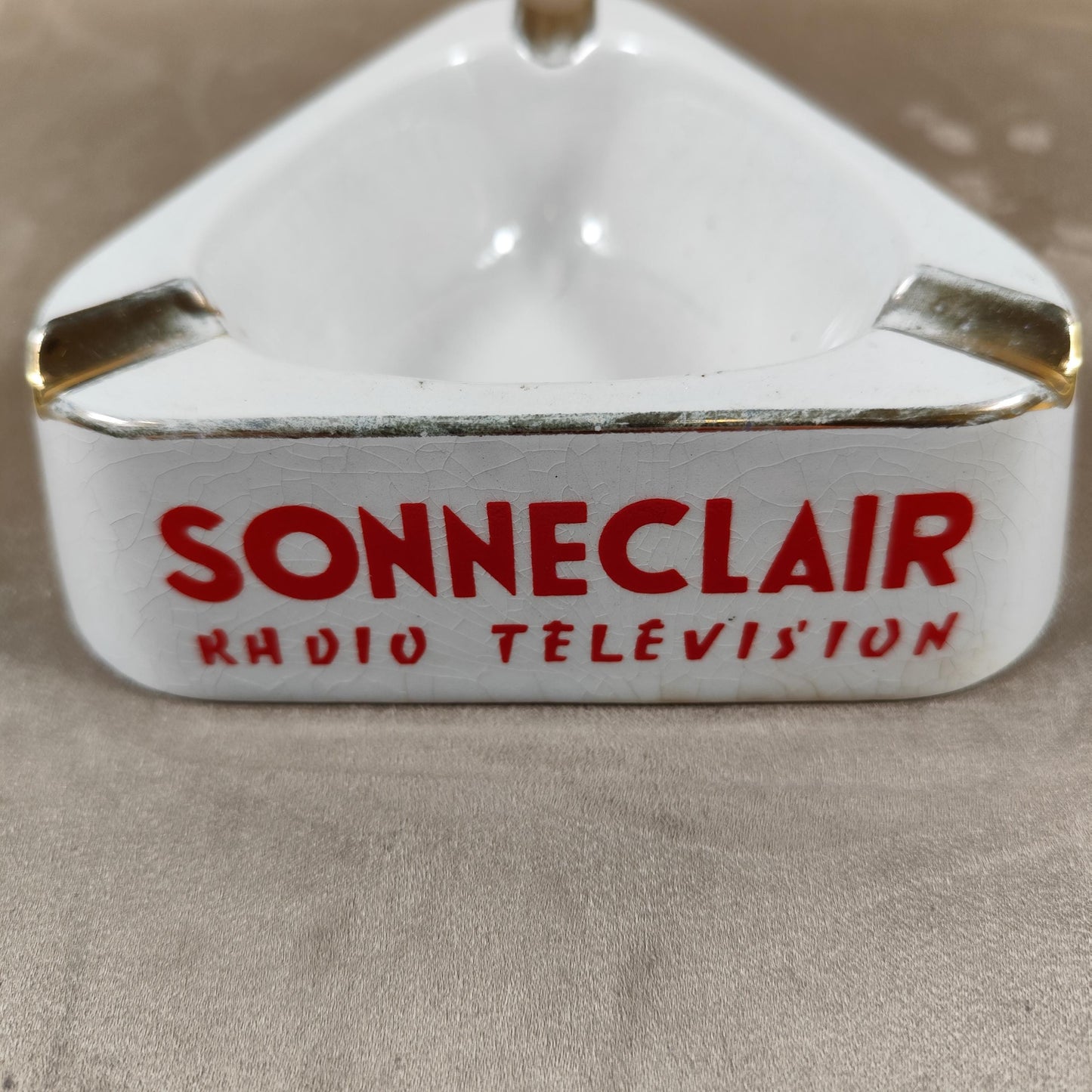 Cendrier publicitaire Sonneclair Radio Télévision en céramique Vintage
