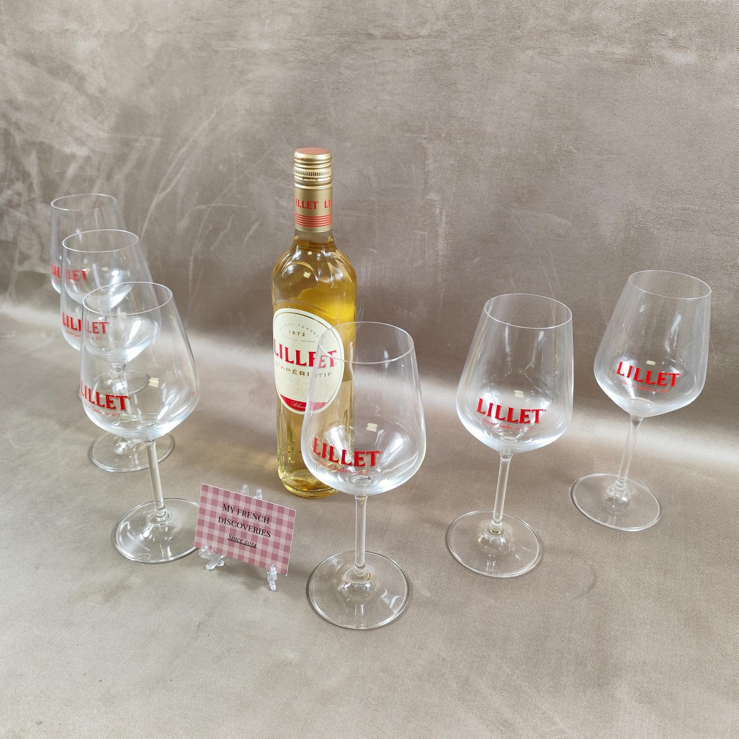 Lot de 6 verres Lillet en cristal Verres à apéritif publicitaires Vintage