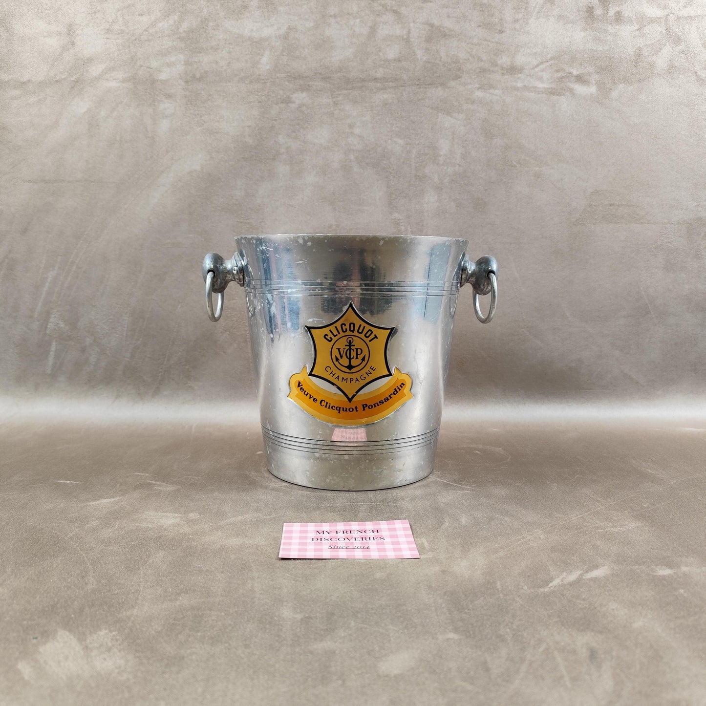 Seau à champagne Veuve Clicquot en aluminium Modèle publicitaire vintage