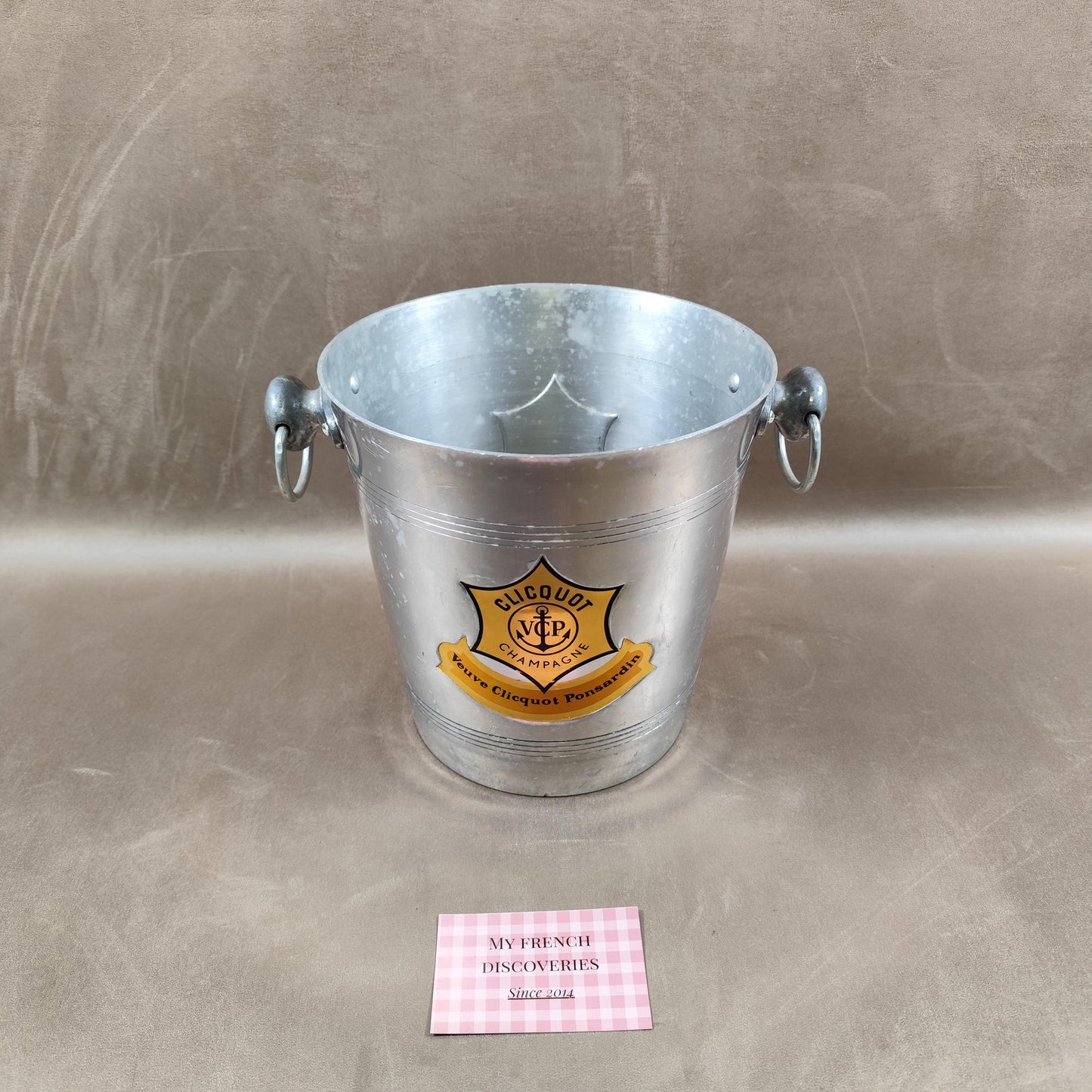 Seau à champagne Veuve Clicquot en aluminium Modèle publicitaire vintage