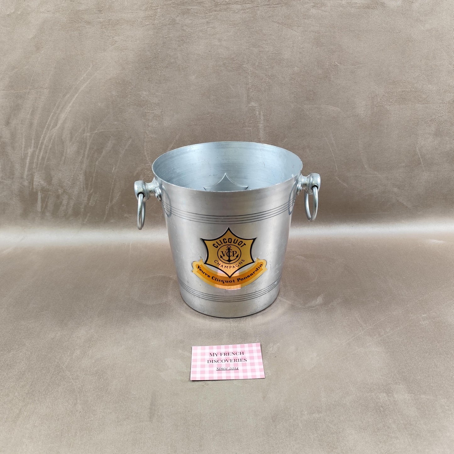 Seau à champagne Veuve Clicquot en aluminium Modèle publicitaire vintage
