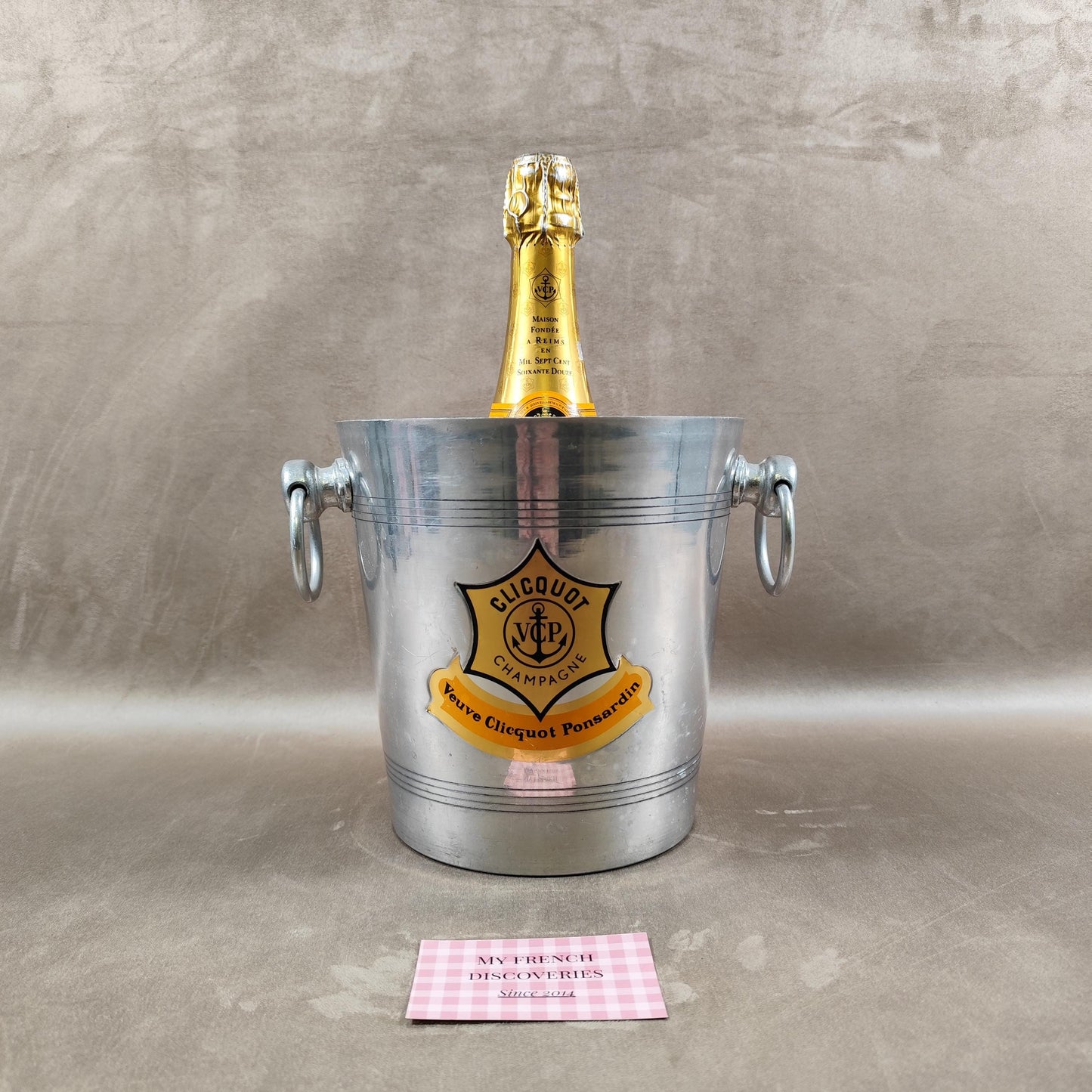 Seau à champagne Veuve Clicquot en aluminium Modèle publicitaire vintage
