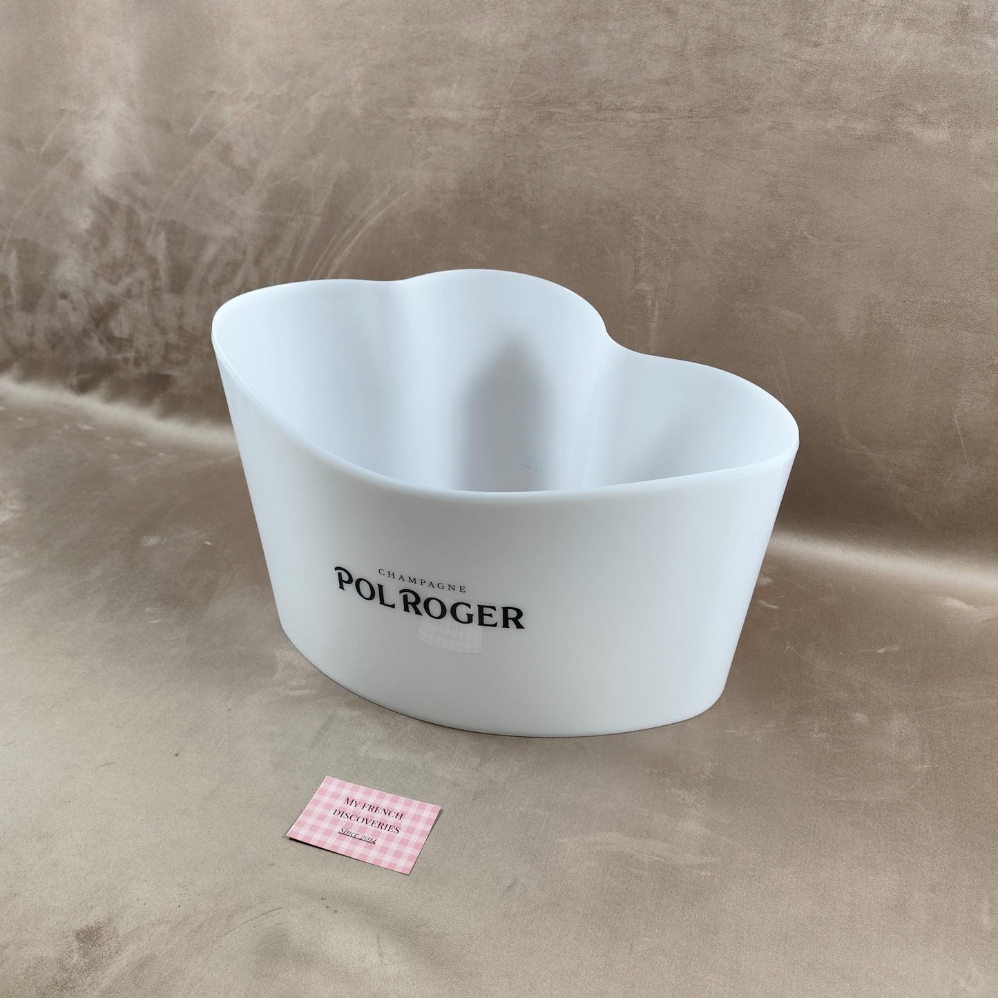 Vasque à champagne Pol Roger Grand seau à glace en plastique blanc Objet publicitaire