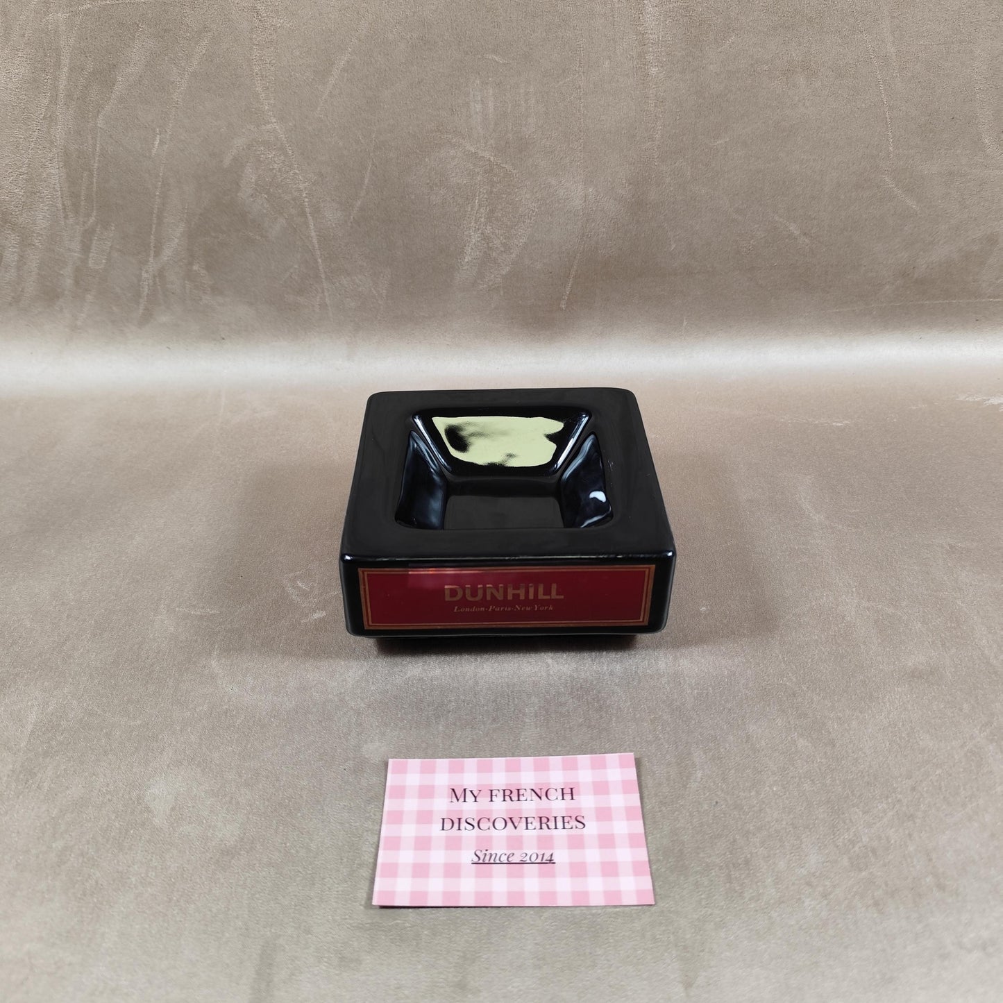 Cendrier carré Dunhill en céramique noire Objet publicitaire vintage