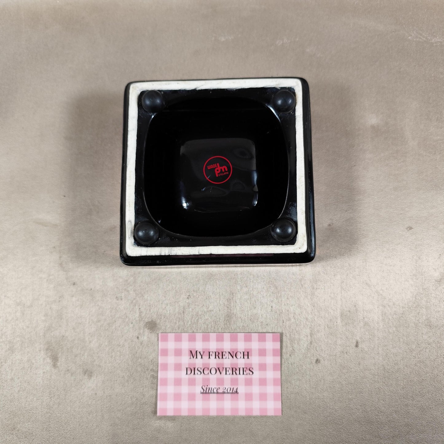 Cendrier carré Dunhill en céramique noire Objet publicitaire vintage