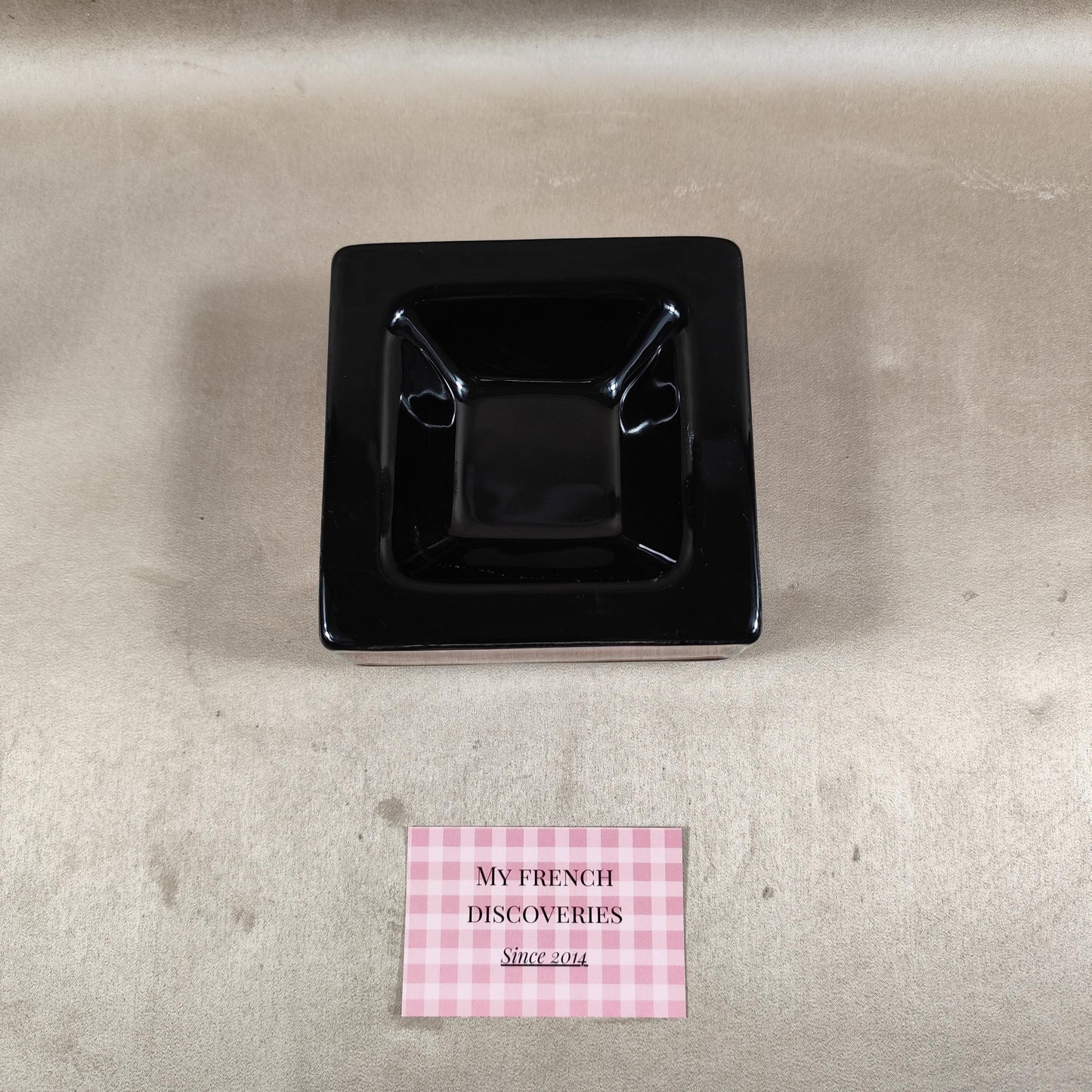 Cendrier carré Dunhill en céramique noire Objet publicitaire vintage