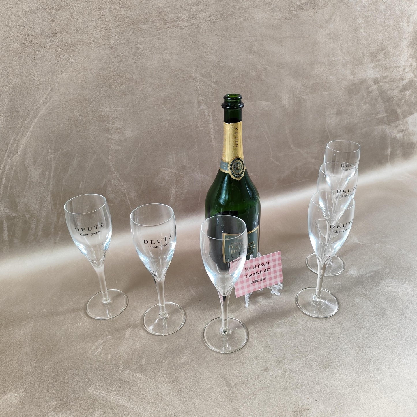 Ensemble de 6 flûtes à champagne DEUTZ Verres publicitaires maison de Champagne Barware vintage