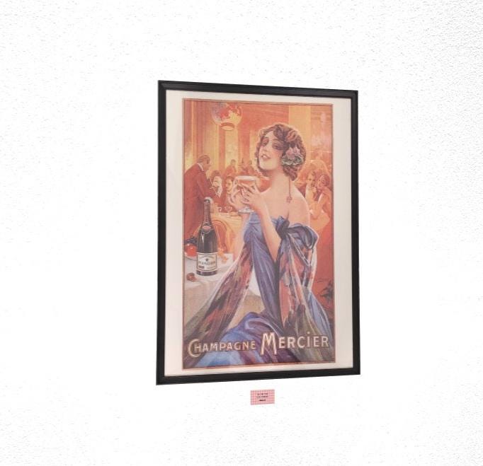 Affiche Champagne Mercier Illustration publicitaire Art déco Format 65 x 40 cm sans cadre