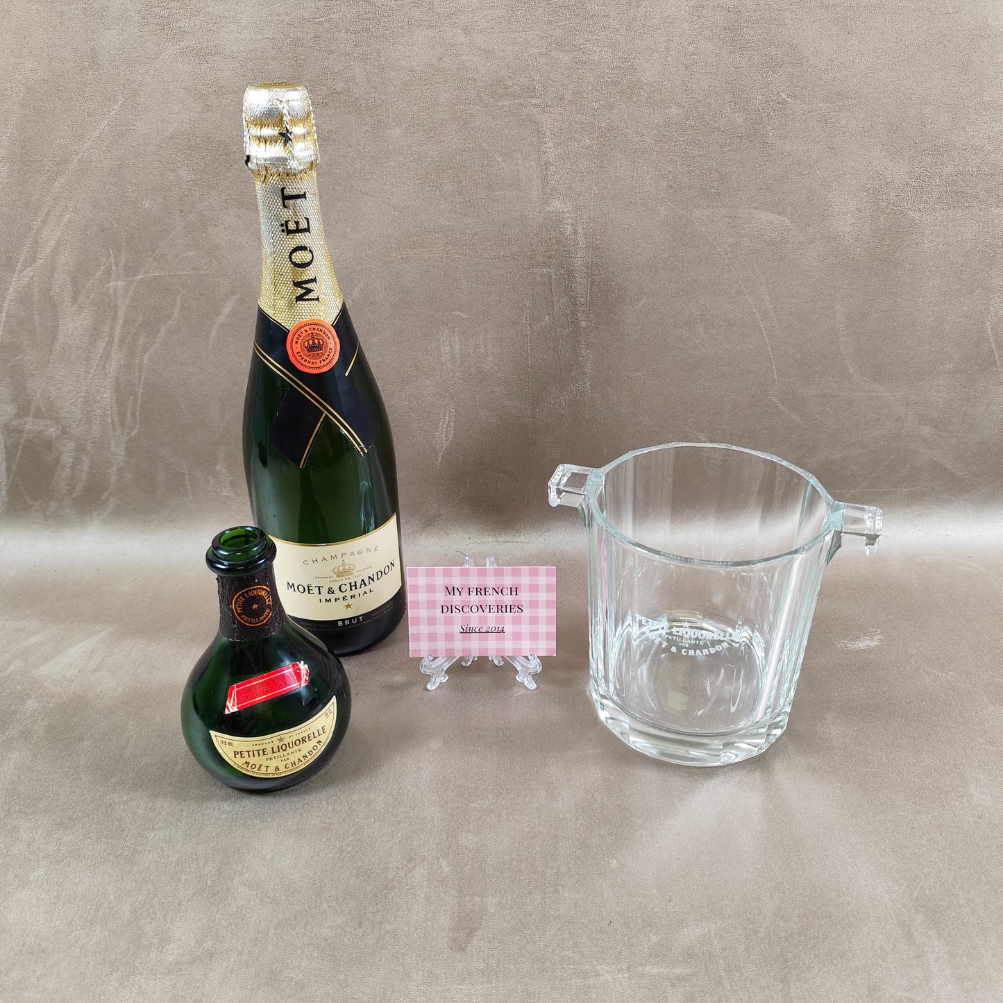 Seau à champagne Moët & Chandon petit format en verre Modèle Vintage Petite Liquorelle
