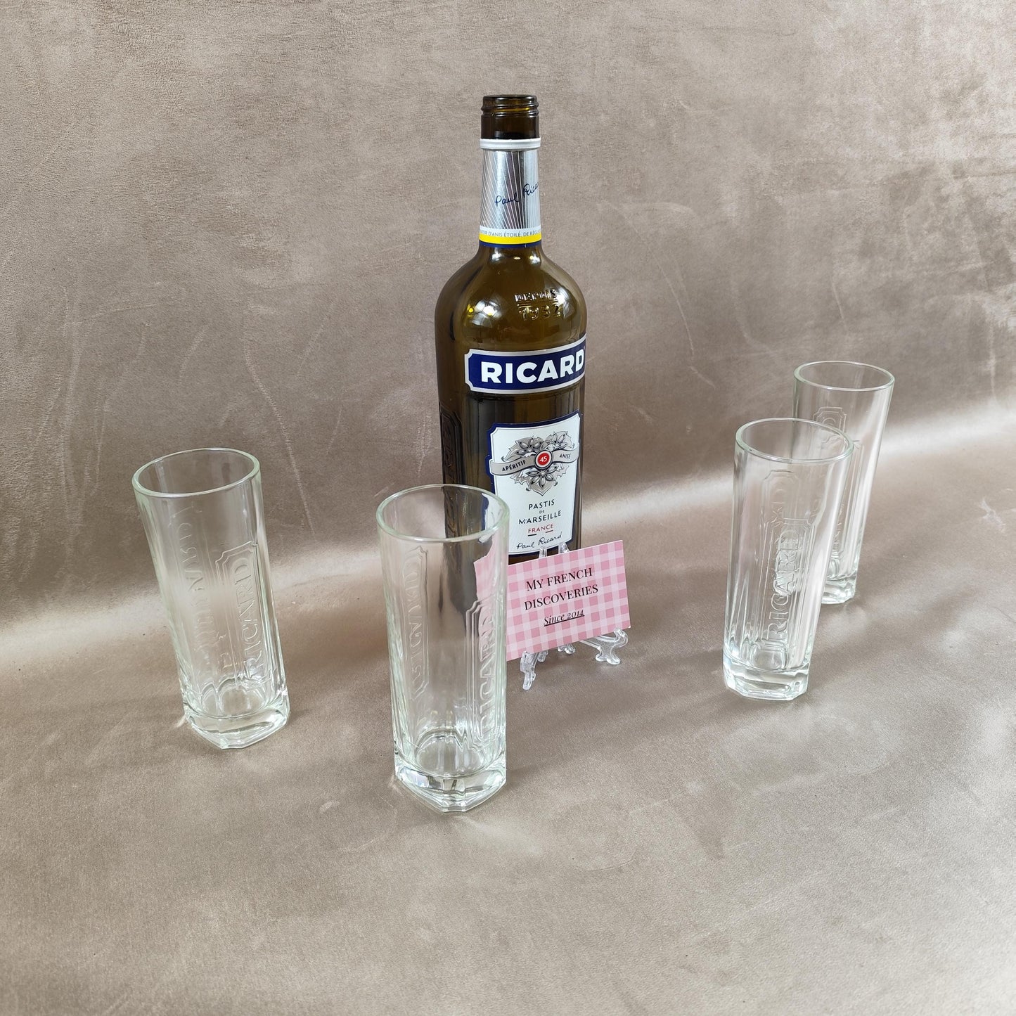 Ensemble de 4 verres Ricard en verre épais Verres publicitaires Bar vintage