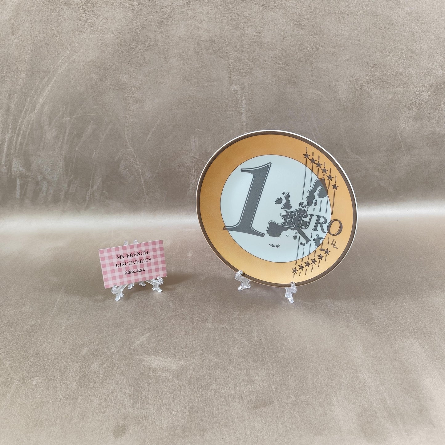 Assiette décorative 1 Euro en porcelaine de Limoges Création authentique France
