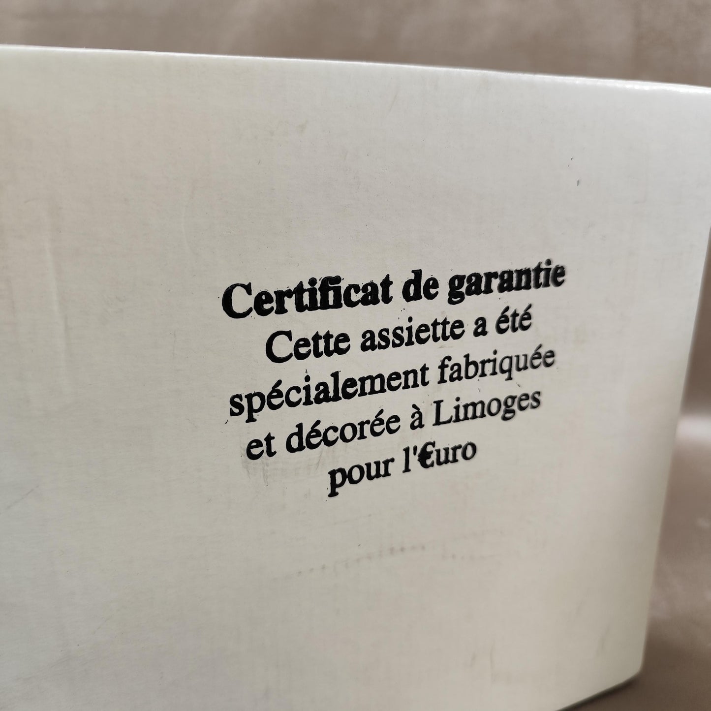 Assiette décorative 1 Euro en porcelaine de Limoges Création authentique France