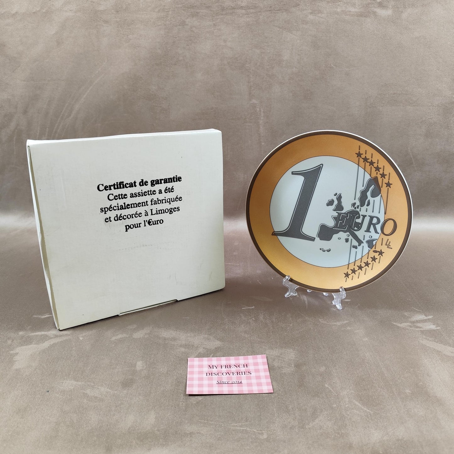 Assiette décorative 1 Euro en porcelaine de Limoges Création authentique France