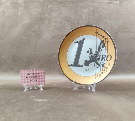 Assiette décorative 1 Euro en porcelaine de Limoges Création authentique France