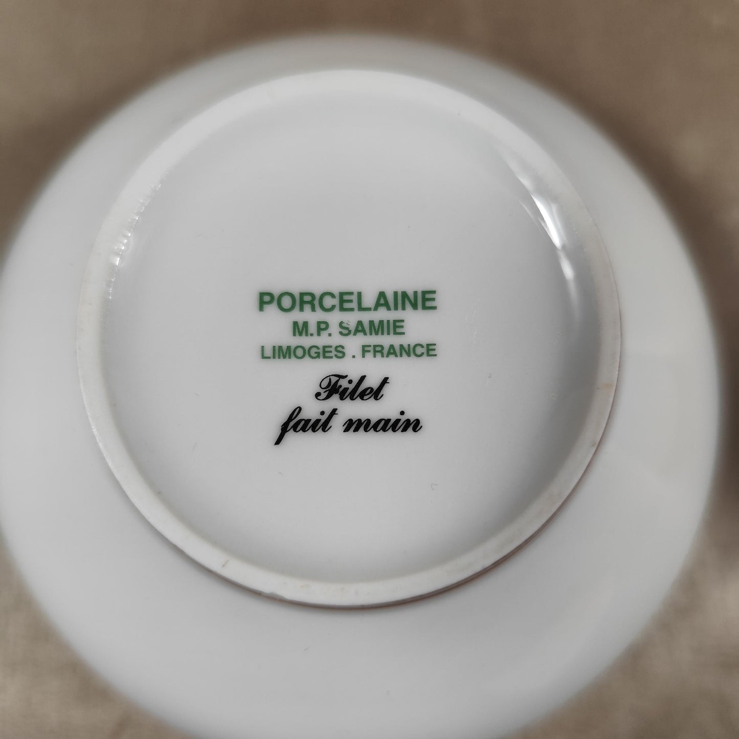 Ensemble enfant en porcelaine de Limoges Bol et verre décor ours Filet fait main