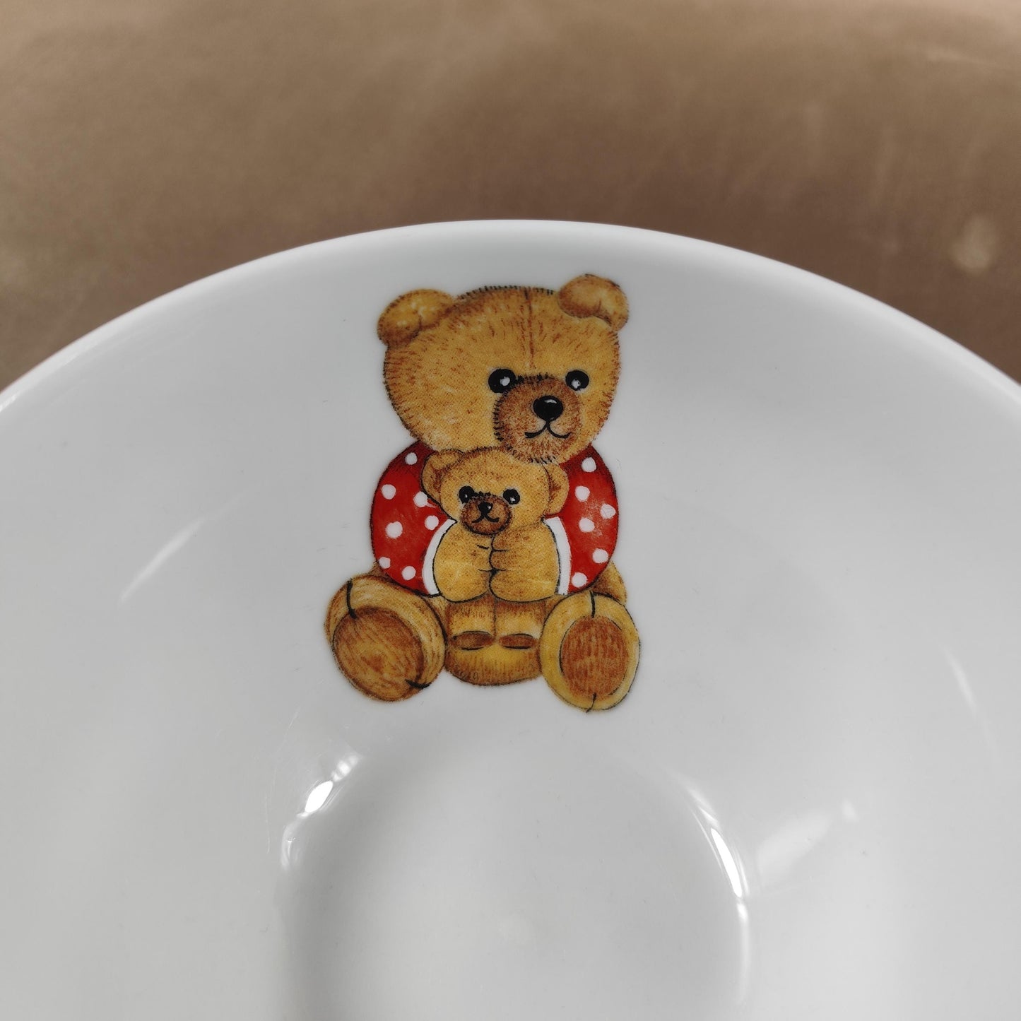 Ensemble enfant en porcelaine de Limoges Bol et verre décor ours Filet fait main