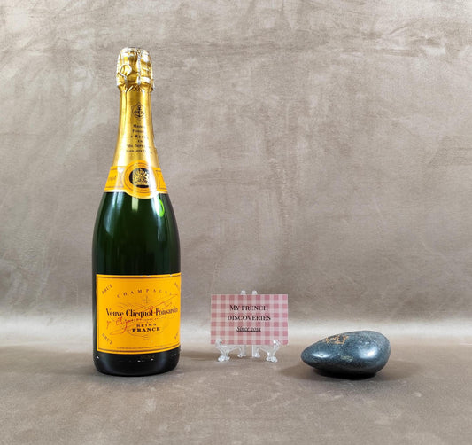 Presse-papier Veuve Clicquot en pierre Galet décoratif publicitaire Vintage