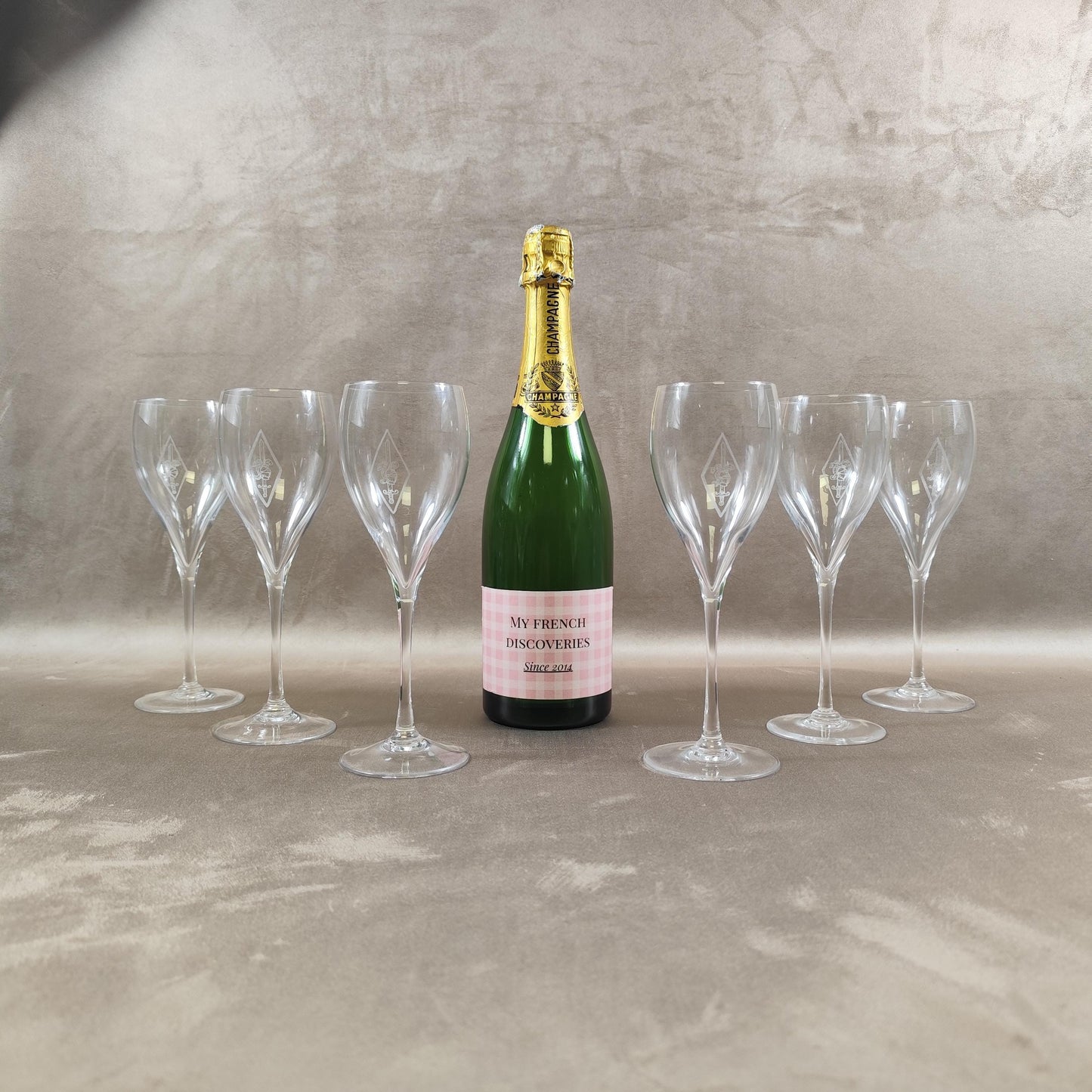 Ensemble de 6 flûtes à champagne en cristal Cristallerie Royales de Champagne