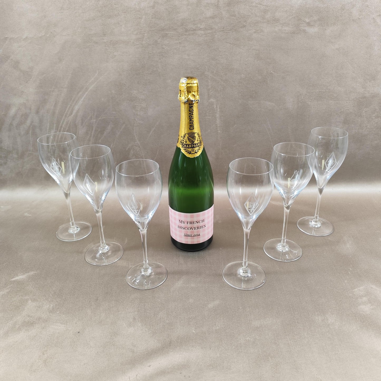 Ensemble de 6 flûtes à champagne en cristal Cristallerie Royales de Champagne