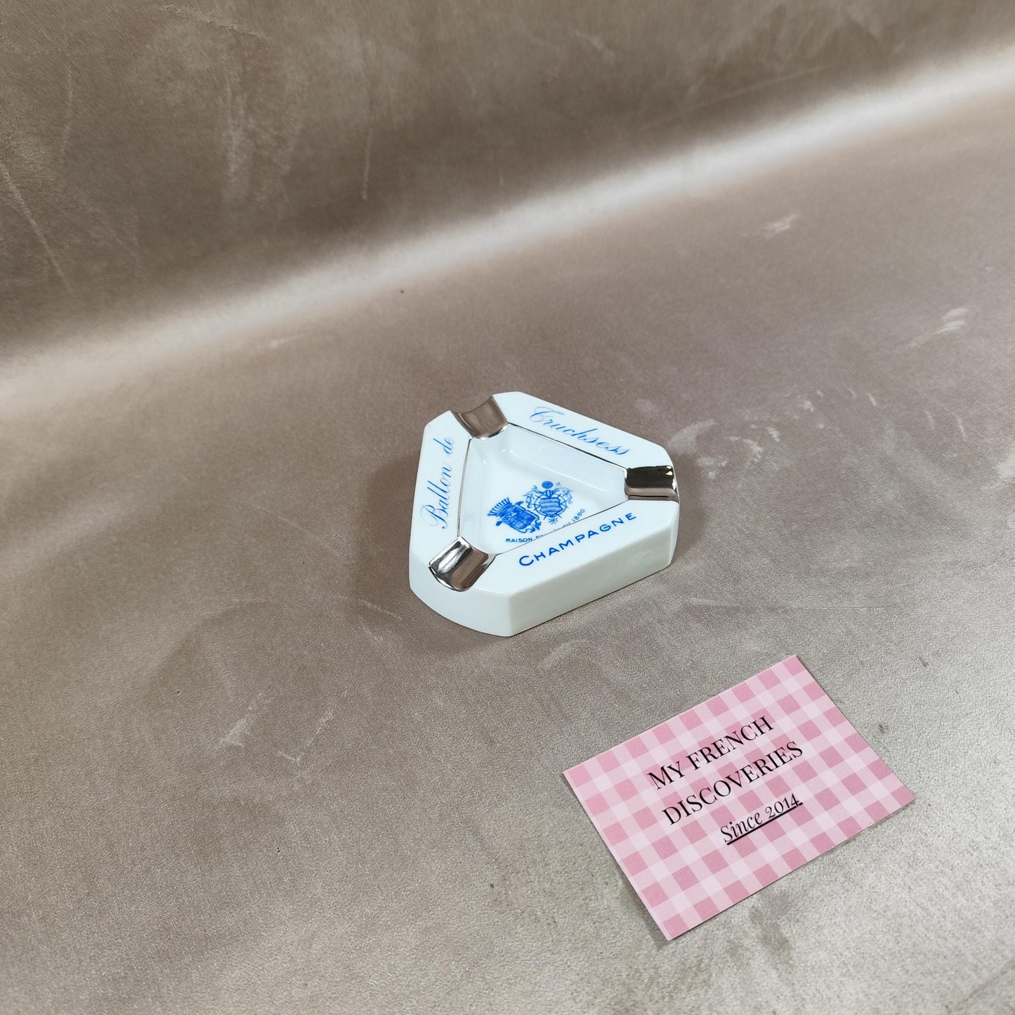 Cendrier publicitaire Champagne Ballon de Truchsess en porcelaine J. Moser Limoges Vintage