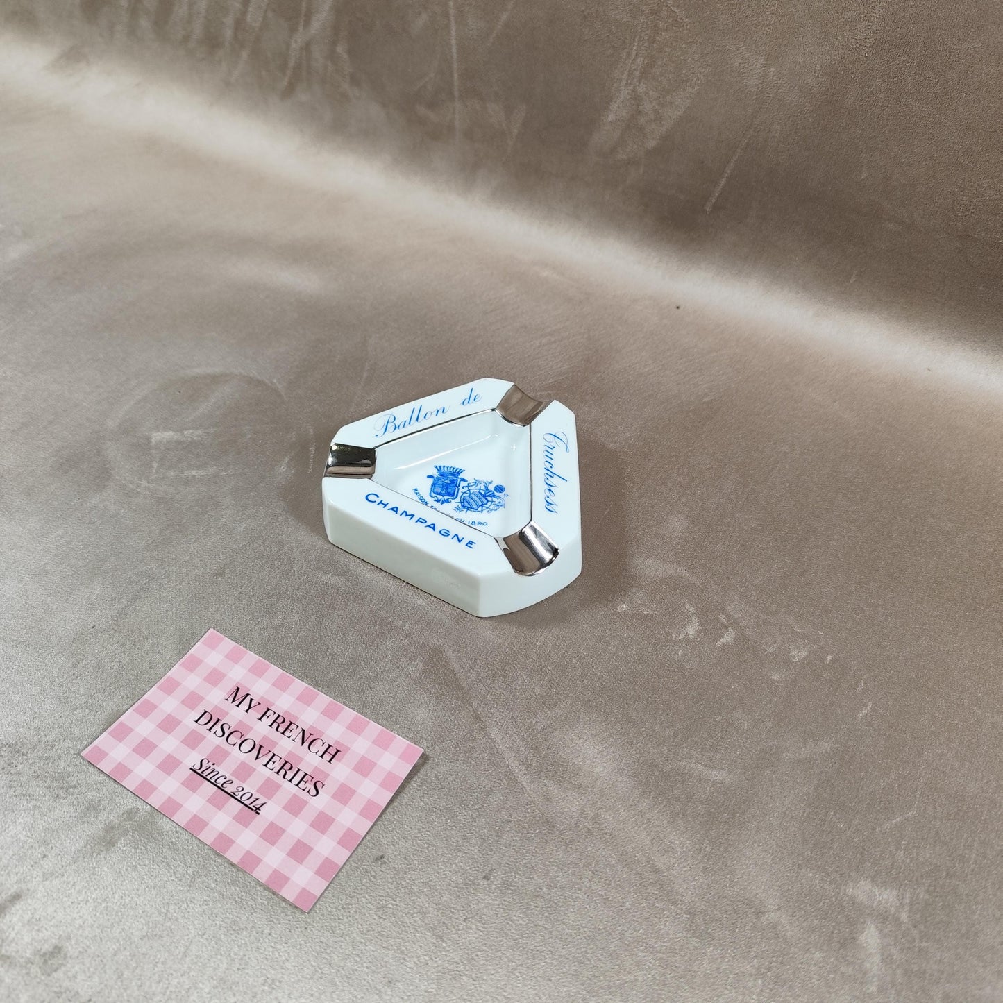 Cendrier publicitaire Champagne Ballon de Truchsess en porcelaine J. Moser Limoges Vintage