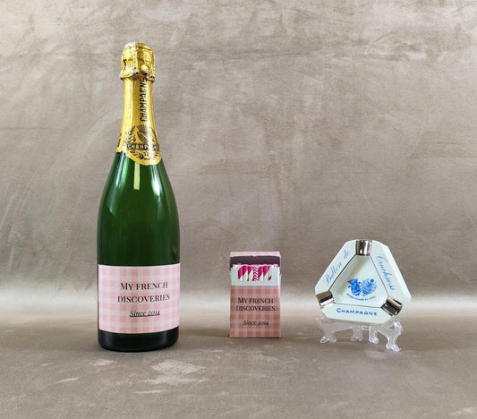 Cendrier publicitaire Champagne Ballon de Truchsess en porcelaine J. Moser Limoges Vintage