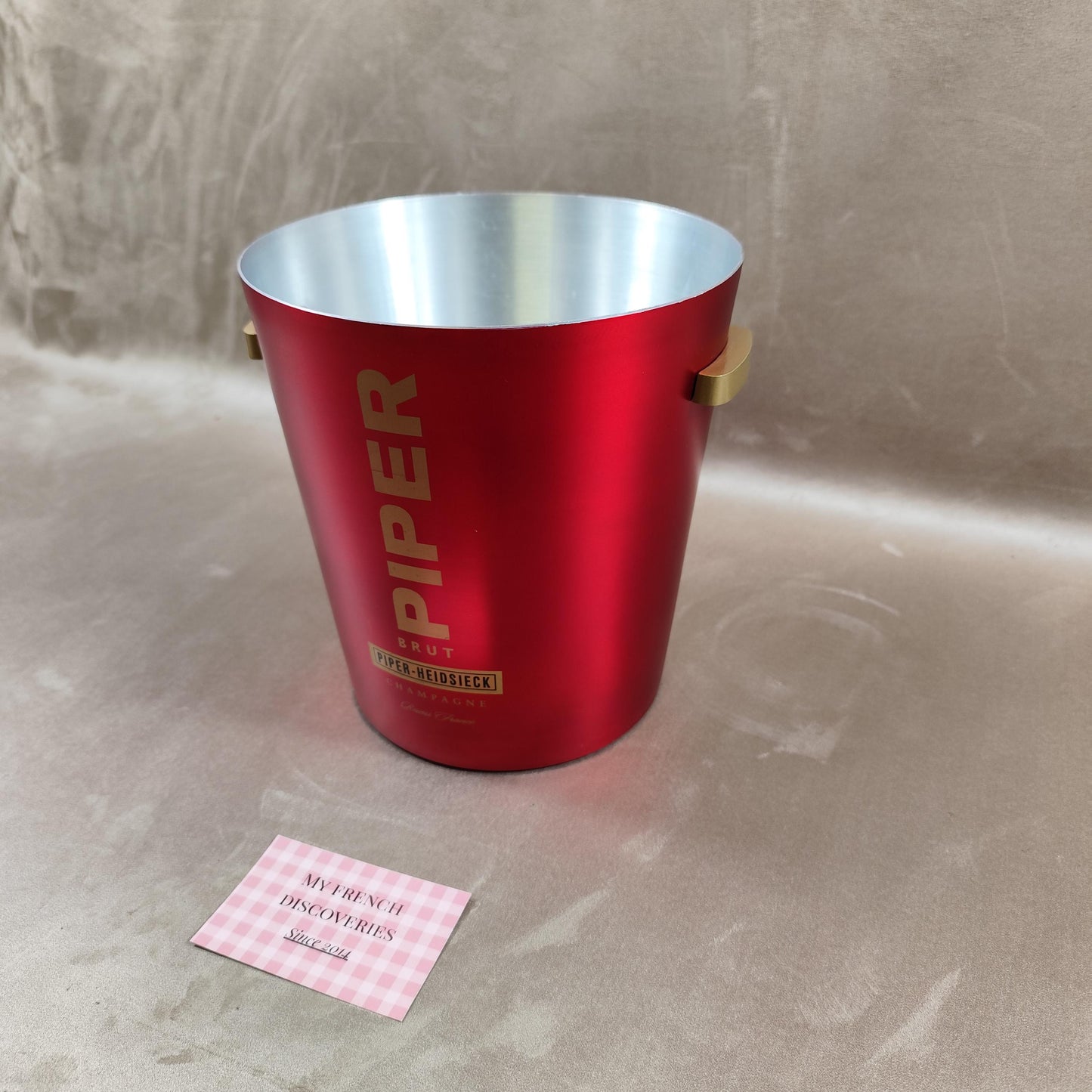 Seau à champagne Piper-Heidsieck en aluminium rouge Publicitaire Brut