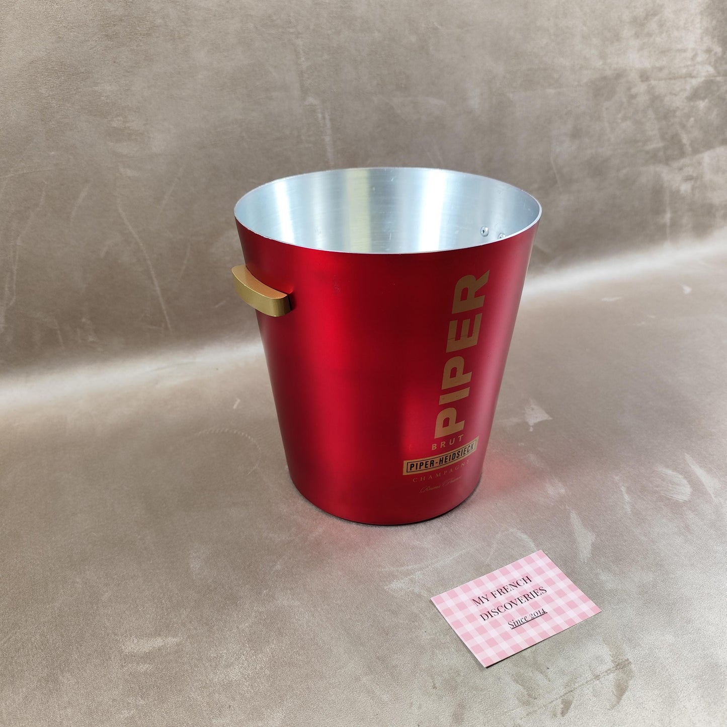 Seau à champagne Piper-Heidsieck en aluminium rouge Publicitaire Brut