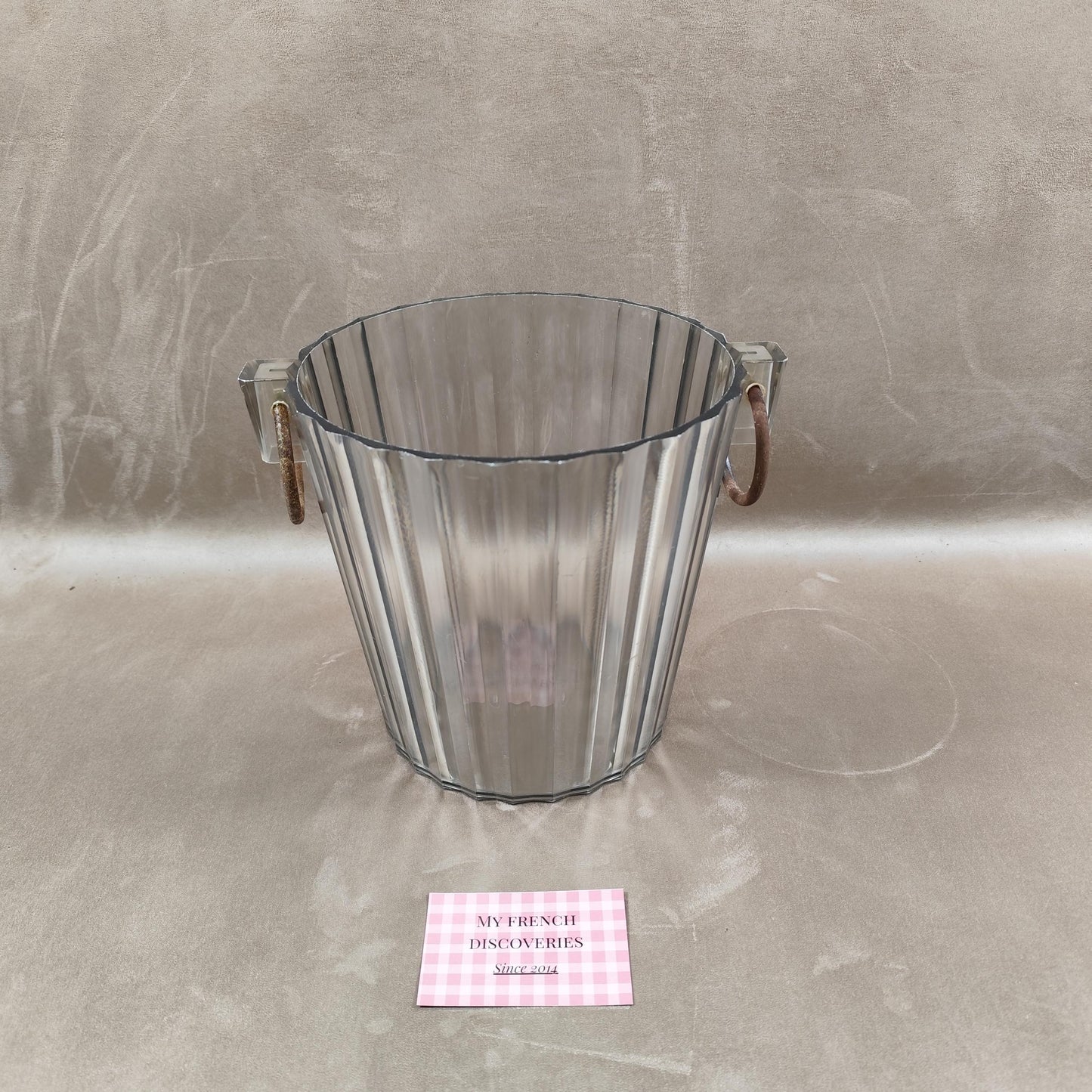 Seau à champagne Mercier en plastique transparent Modèle cannelé Vintage