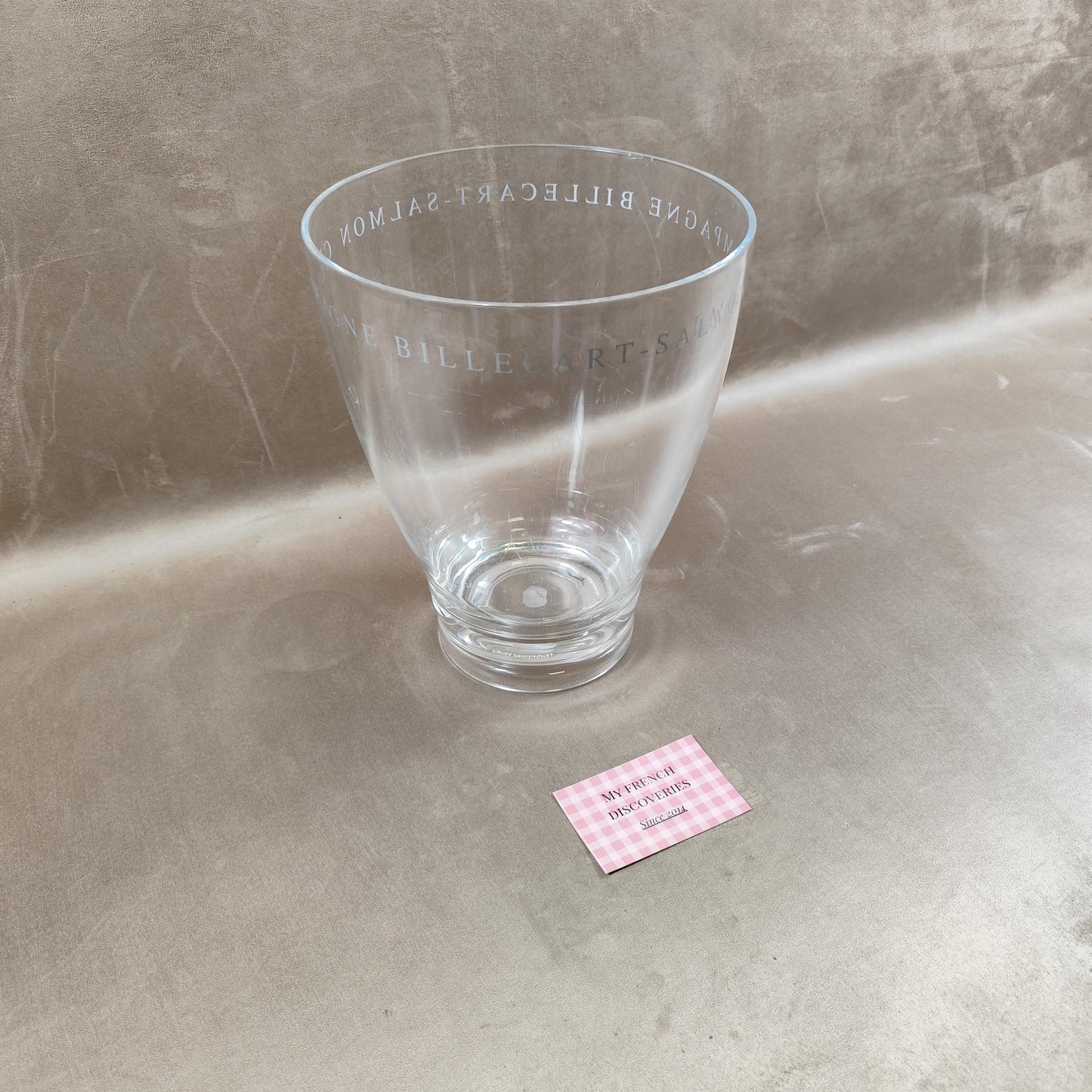 Seau à champagne Billecart-Salmon en plastique transparent Modèle conique Vintage