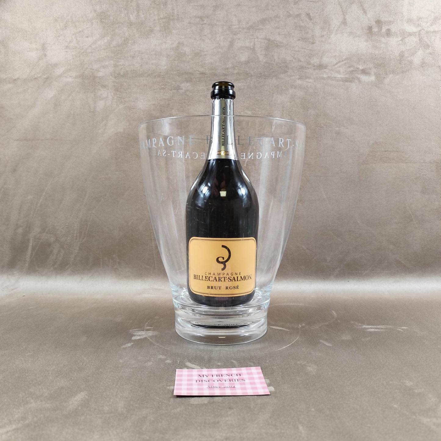Seau à champagne Billecart-Salmon en plastique transparent Modèle conique Vintage