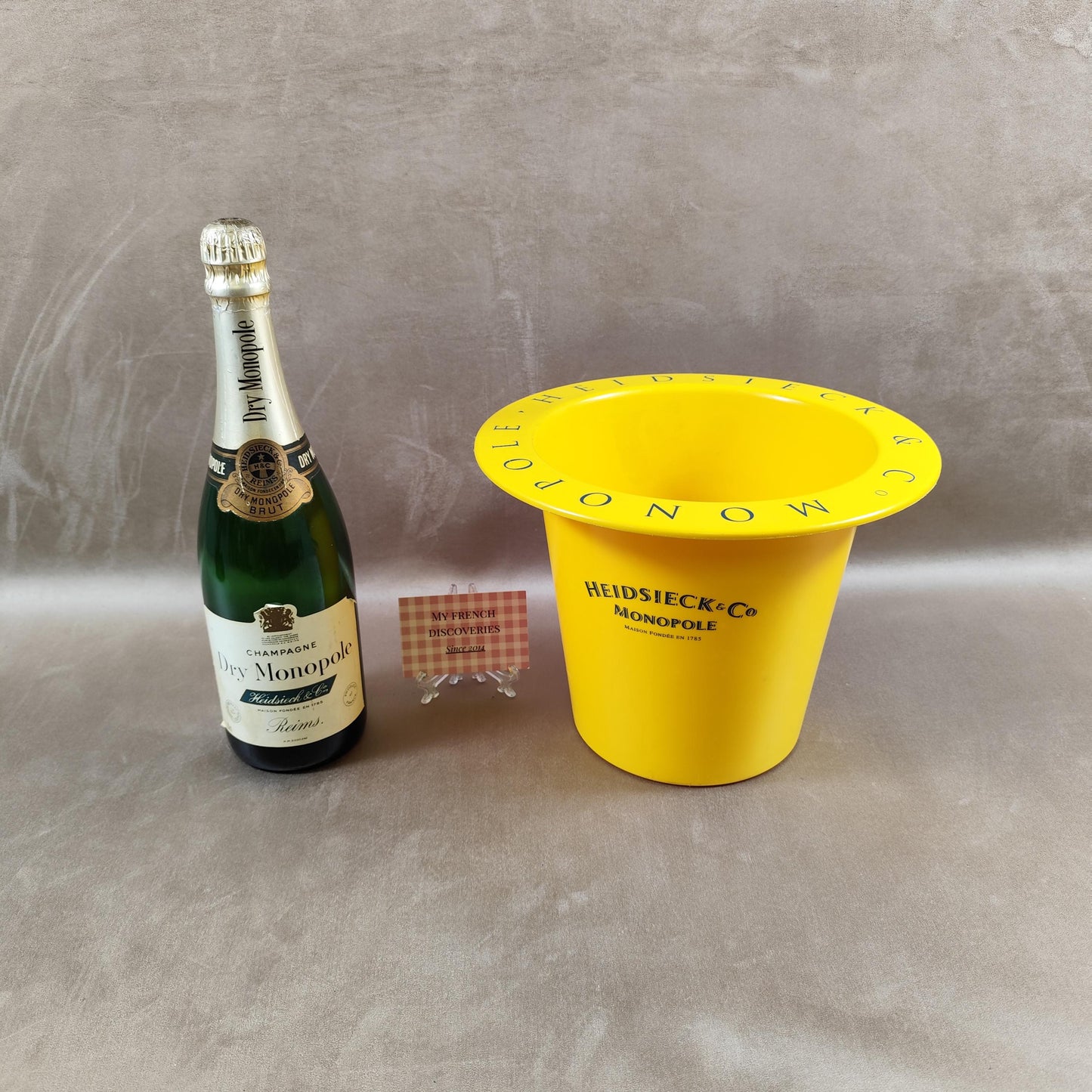 Seau à champagne Heidsieck & Co Monopole jaune Publicitaire Vintage