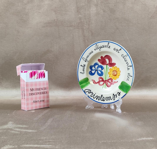 Cendrier publicitaire Printemps par Primavera Faïence française décorée Vintage 1920