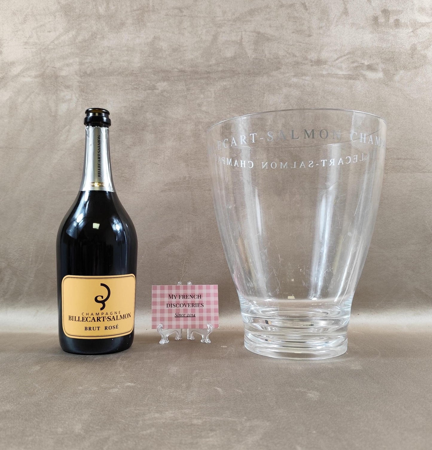 Seau à champagne Billecart-Salmon en plastique transparent Modèle conique Vintage