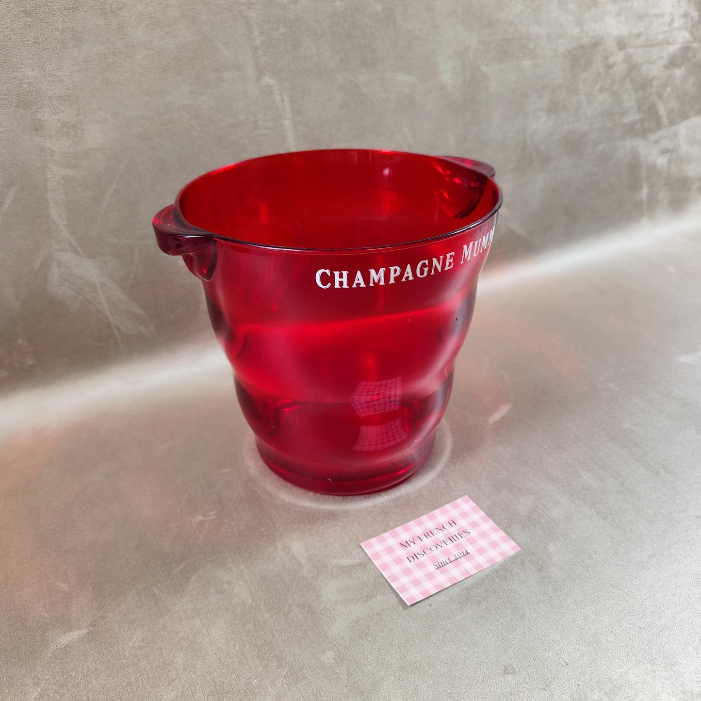 Seau à champagne G.H. Mumm & Cie rouge transparent Publicitaire Vintage