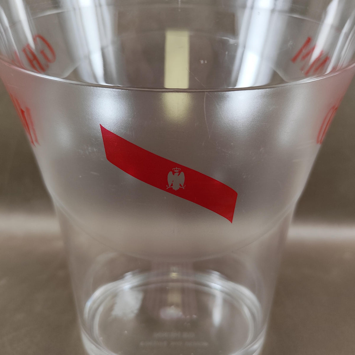 Grand seau à champagne G.H. Mumm transparent Plastique rigide Publicitaire