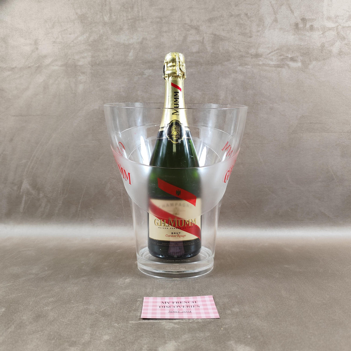 Grand seau à champagne G.H. Mumm transparent Plastique rigide Publicitaire