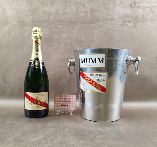 Seau à champagne G.H. Mumm Cordon Rouge en métal Vintage publicitaire Bar & champagne