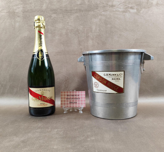 Seau à champagne G.H. Mumm Cordon Rouge en aluminium Vintage publicitaire France