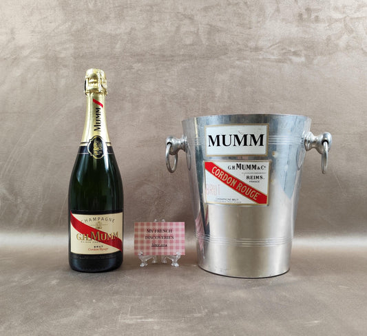 Seau à champagne G.H. Mumm Cordon Rouge en métal Vintage publicitaire Bar & champagne