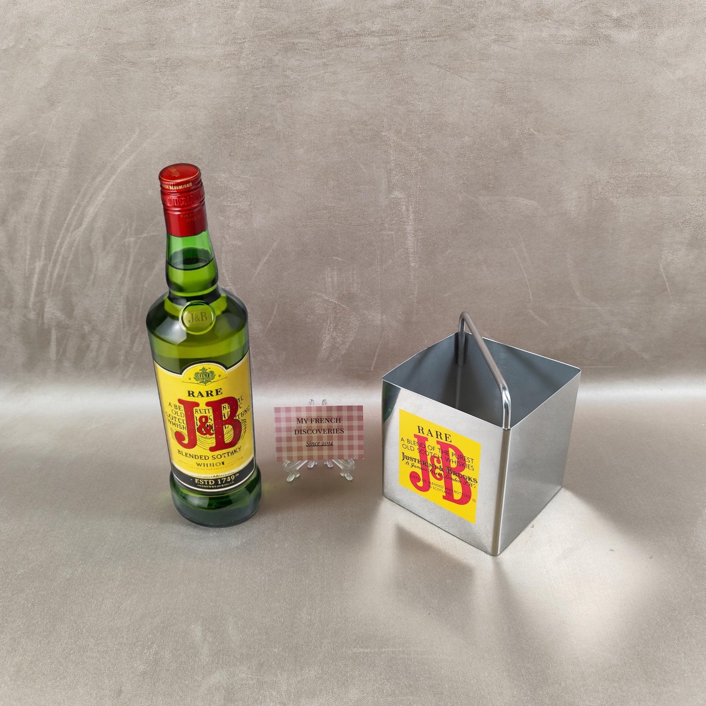 Seau à glaçons publicitaire J&B Rare en inox Barware vintage whisky Années 70