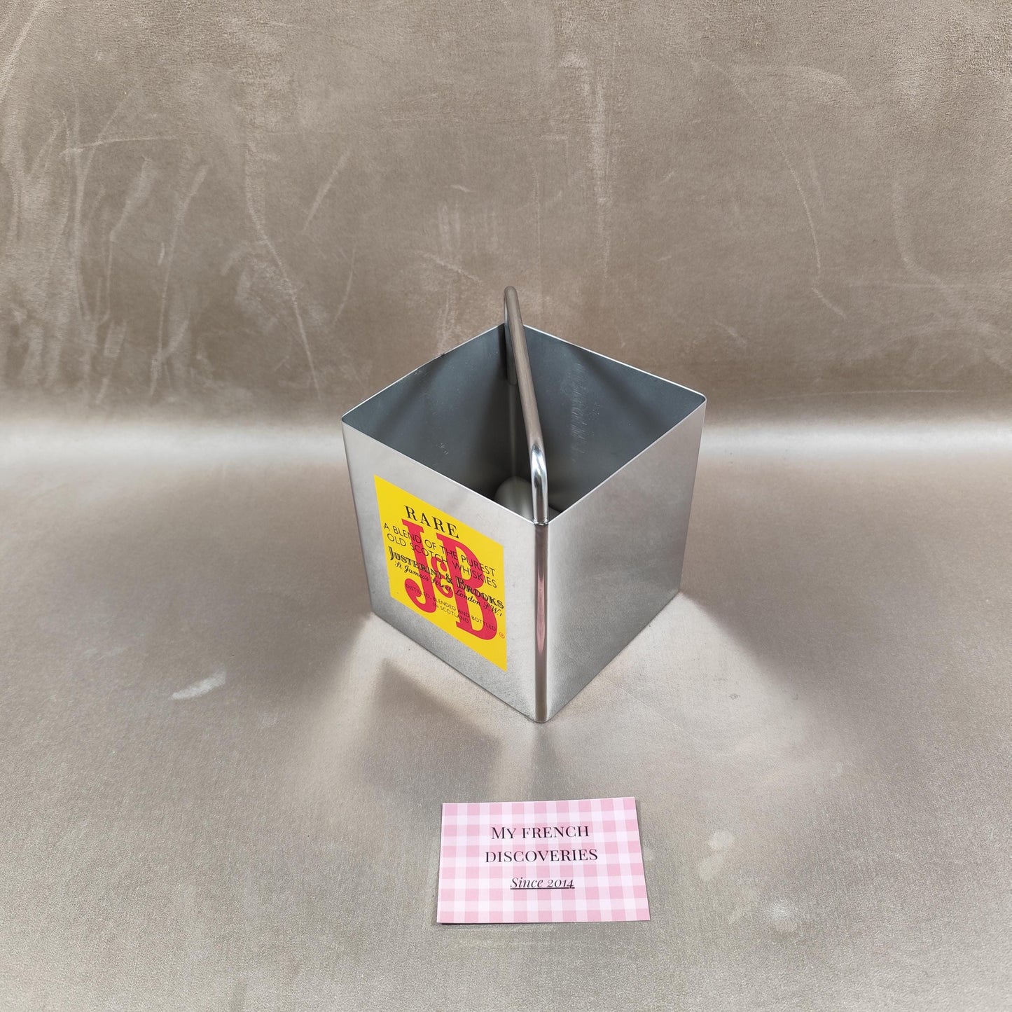 Seau à glaçons publicitaire J&B Rare en inox Barware vintage whisky Années 70