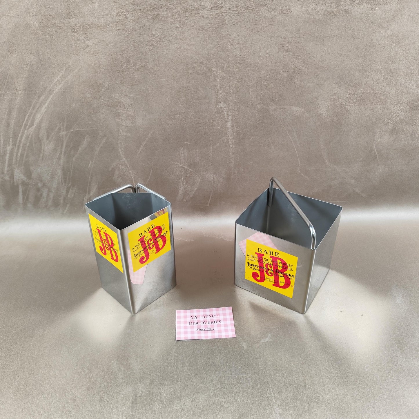 Ensemble bar publicitaire J&B Rare en inox Cruche et seau à glaçons Whisky vintage