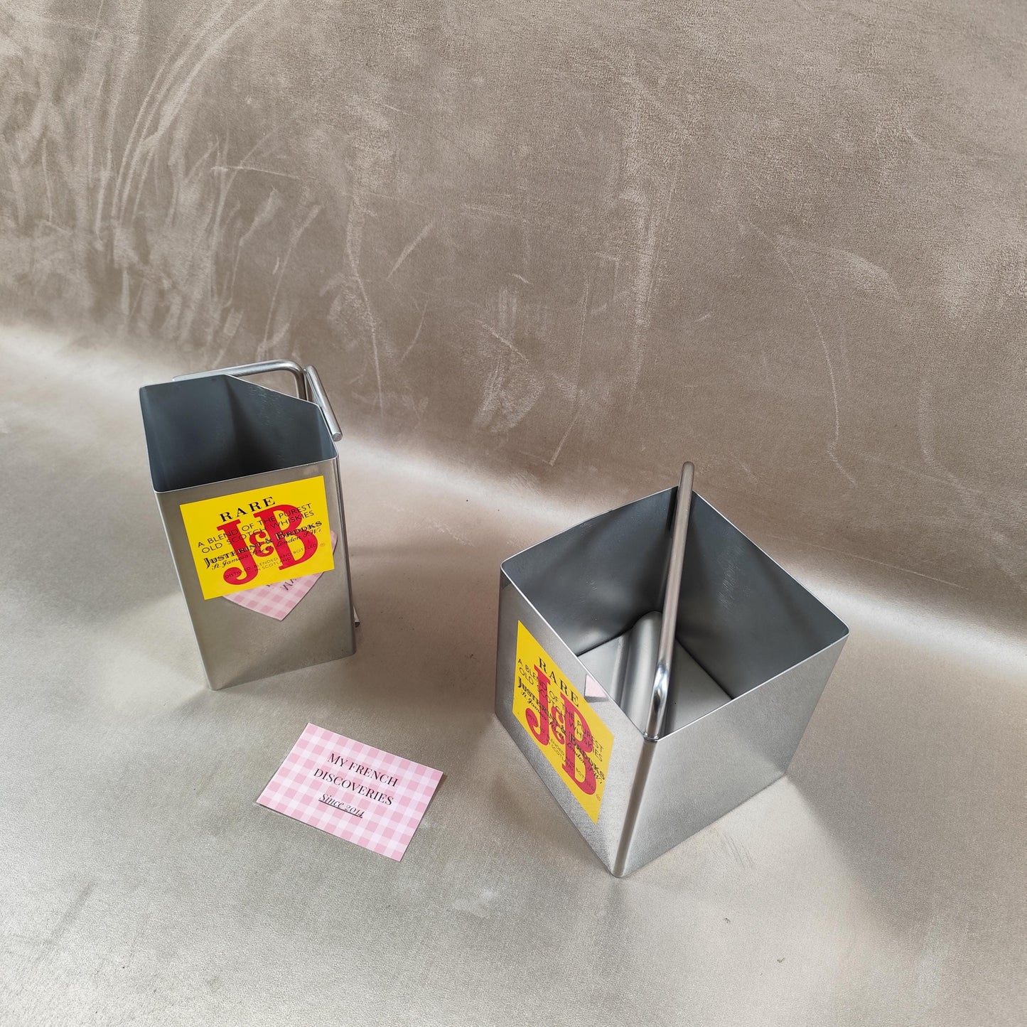 Ensemble bar publicitaire J&B Rare en inox Cruche et seau à glaçons Whisky vintage