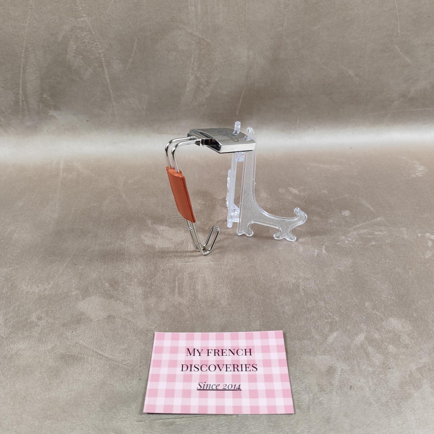 Accroche-sac de table Laurent-Perrier en métal chromé et effet cuir Accessoire publicitaire