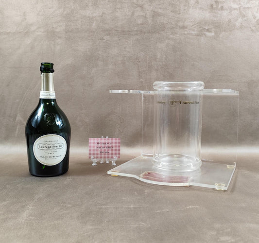 Présentoir à champagne Laurent-Perrier en plexiglas Support publicitaire Vintage