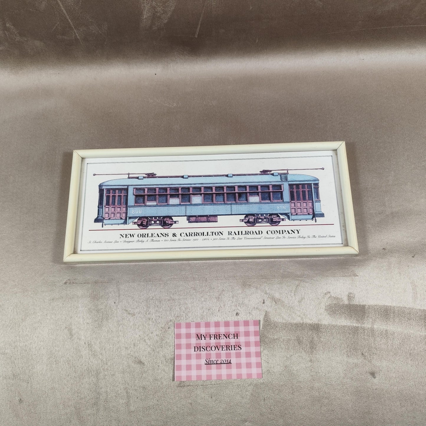 Affiche encadrée tramway New Orleans & Carrollton Railroad Illustration ferroviaire vintage